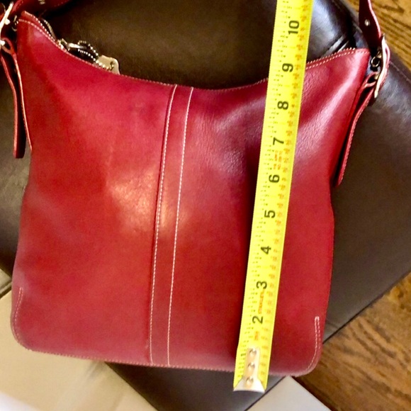 COACH Legacy Red Leather Feeder Bucket Adjustable Crossbody Shoulder Bag Vintage - Picture 7 of 11